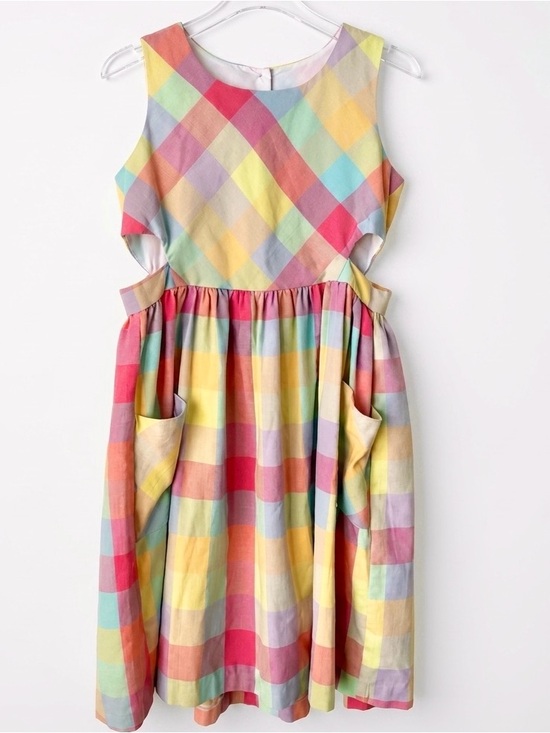 Bonnie Jean Other - Bonnie Jean Pastel Rainbow Gingham Cutout Sundress - Girls Size 14